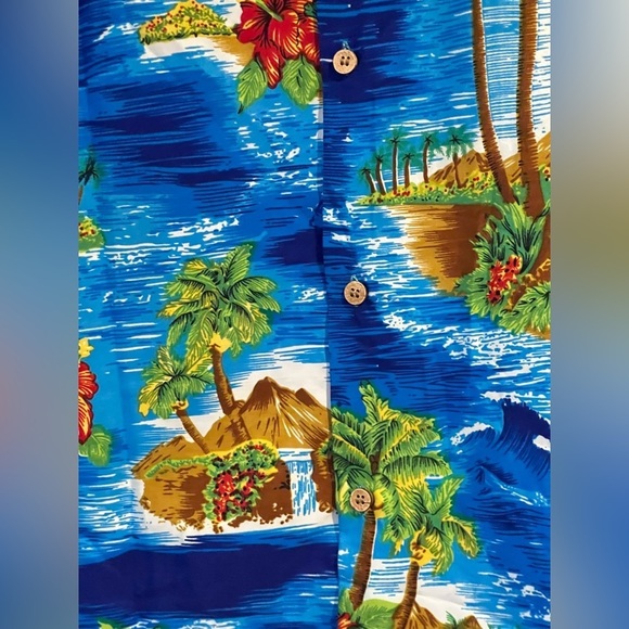 Alvish Blue Floral Hawaiian Short Sleeve Lightweight  Button Down Men’s XXL - Picture 5 of 5